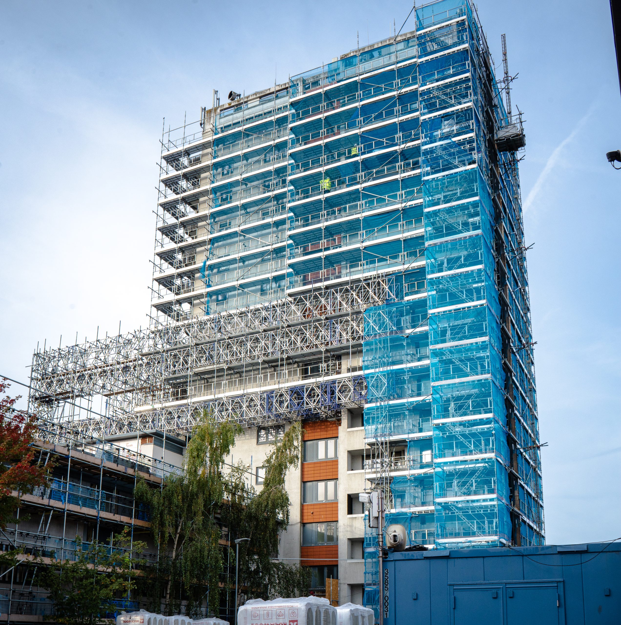 Park Side Court- Scaffolding for recladding of live building
